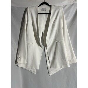 Premonition Blazer Woman's 8 White Open Front Pleated Open Back Jacket